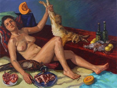 Artemis with Hare; oil on canvas, 125 x 165 cm, 2006
