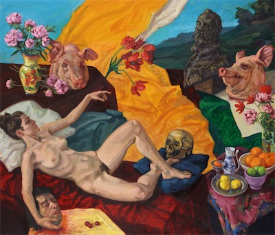 Salomé and Emperor Rudolf II, oil on canvas, 180 x 210 cm, 2009