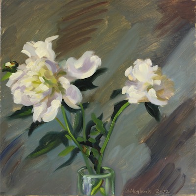 Peonies; oil on canvas, 30 x 30 cm, 2012
