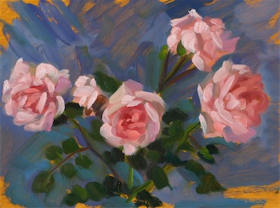 Roses; oil on board, 28 x 38 cm, 2011