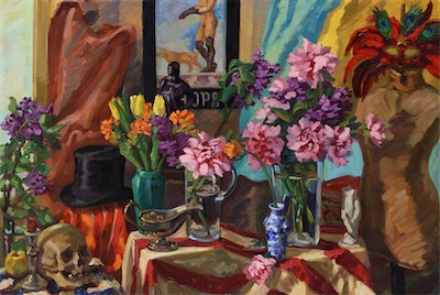 Peonies & Top Hat; oil on canvas, 120x150cm, 2005